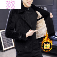 YUANSU男士外套秋季韩版潮流2020新款冬装上衣加绒加厚夹克男毛呢子大衣毛呢大衣