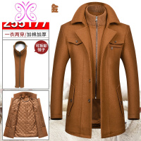 YUANSU男装毛呢大衣中青年男士尼子外套秋冬季加厚中长款大码休闲上衣毛呢大衣