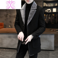 YUANSU冬装毛呢大衣男士中长款加厚保暖大码外套男秋冬季呢子风衣英伦风毛呢大衣