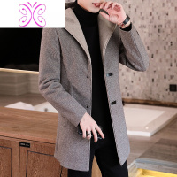 YUANSU呢子大衣男中长款冬装新款韩版潮流连帽风衣青年帅气休闲毛呢外套毛呢大衣