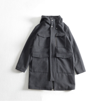 YUANSU40%毛呢子风衣男休闲外套 冬装加厚保暖工装多袋中长款学生大衣毛呢大衣