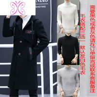 YUANSU秋冬季连帽毛呢大衣男韩版潮流披风妮子加厚学生外套英伦风衣男装毛呢大衣