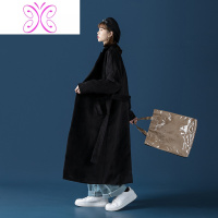 YUANSU秋冬季中性男款毛呢大衣长款过膝西装领英伦复古情侣呢子风衣外套毛呢大衣