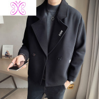 YUANSU毛呢大衣男士短款秋冬季韩版潮流帅气2020年新款外套胖子宽松大码毛呢大衣