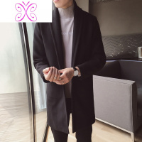 YUANSU秋冬款韩版潮流宽松中长款毛呢大衣男士风衣帅气潮牌痞帅外套披风毛呢大衣