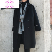 YUANSU男士大衣韩版中长款毛呢子风衣男冬季加厚英伦风双面呢青少年外套毛呢大衣
