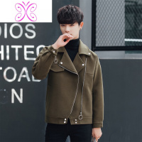 YUANSU秋冬装男士英伦毛呢外套韩版潮流青年呢子大衣宽松休闲短款风衣男毛呢大衣