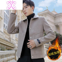 YUANSU短款毛呢大衣男秋冬季2020新款韩版潮流春秋加绒加厚风衣呢子外套毛呢大衣