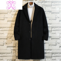 YUANSU秋冬季中长款毛呢大衣男士双面呢子外套情侣韩版潮流大码英伦风衣毛呢大衣