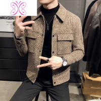 YUANSU男士外套秋冬新款韩版潮流休闲呢子大衣男短款轻熟风毛呢夹克男装毛呢大衣