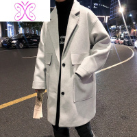 YUANSU秋冬新款风衣外套男韩版潮流宽松中长款毛呢大衣港风休闲时尚外衣毛呢大衣