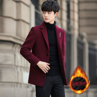 YUANSU冬季毛呢大衣男短款韩版潮流加厚妮子中长款呢子外套男士风衣毛呢大衣