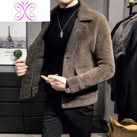 YUANSU冬季毛呢外套男短款英伦休闲韩版修身翻领妮子一体大衣夹克潮毛呢大衣