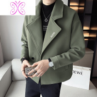 YUANSU男士秋冬短款风衣毛呢外套设计感英伦风韩版百搭休闲呢子大衣潮流毛呢大衣