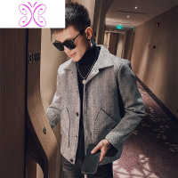 YUANSU精小伙休闲毛呢大衣男韩版潮流呢子风衣翻领外套男短款冬季百搭毛呢大衣