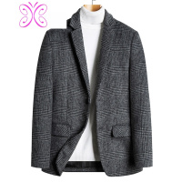 YUANSU加厚毛呢子西装男士外套商务休闲西服格衣秋季短款毛呢大衣毛呢大衣