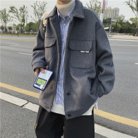 YUANSU秋冬季毛呢大衣男百搭韩版男生宽松风衣青年加厚呢子短款外套潮流毛呢大衣