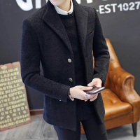 YUANSU毛呢大衣男短款秋冬季外套韩版夹克妮子加绒加厚男士呢子风衣冬装毛呢大衣