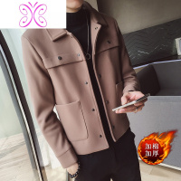 YUANSU2020秋冬季短款风衣男韩版潮流帅气修身毛呢大衣休闲呢子夹克外套毛呢大衣