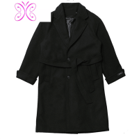 YUANSU韩版中长款毛呢大衣男宽松休闲潮流百搭风衣港风潮牌帅气呢子外套毛呢大衣