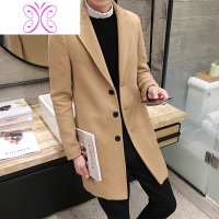YUANSU秋冬季中长款毛呢大衣男士韩版潮流修身风衣呢子外套加棉男衣服毛呢大衣