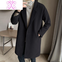 YUANSU2020秋冬季新款男士中长款毛呢大衣宽松帅气呢子加厚韩风外套风衣毛呢大衣