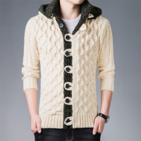 YUANSU毛衣男秋冬季外套加厚新款韩版潮流男装针织开衫带帽修身青年外穿毛衣