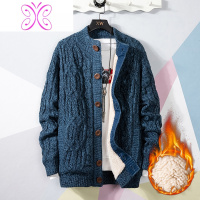 YUANSU冬季针织衫男士开衫韩版潮流外套加绒加厚款线衣外穿毛衣大码上衣毛衣