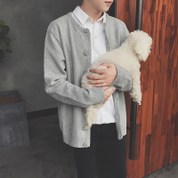 YUANSU秋冬新款男士纯色开衫针织衫韩版潮流慵懒风外套宽松百搭毛衣男潮毛衣