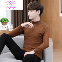 YUANSU秋冬季男士中领毛衣韩版白色半高领修身打底针织衫加绒加厚男装潮毛衣