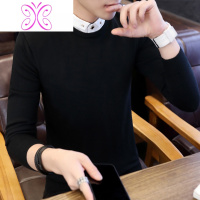 YUANSU假两件毛衣男衬衫领针织衫男士加绒上衣服秋冬季加厚衬衣假领潮流毛衣