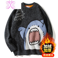 YUANSU秋冬新款韩版男士毛衣圆领加绒加厚可爱慵懒风情侣装上衣针织衫潮毛衣