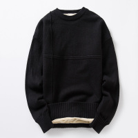 YUANSU冬季男士加厚加绒毛衣圆领2020冬装修身针织衫线衣保暖衣服男装潮毛衣