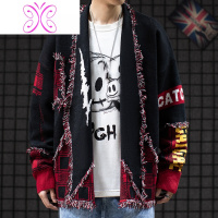 YUANSU日系复古民族风猫须针织衫男情侣装潮牌宽松韩版潮流开衫毛衣外套毛衣