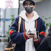 YUANSU肖战同款毛衣情侣慵懒风针织衫男学院风毛衣开衫女韩版外套2020毛衣