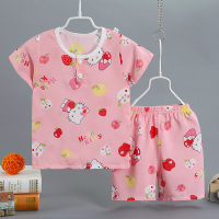 儿童棉绸睡衣套装夏季薄款空调服中小童女孩男宝宝绵绸短袖家居服