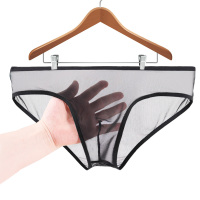 男士内衣性感内裤男三角裤超薄网纱全透明内裤低腰U凸透气裤