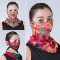 围脖女夏季薄款防晒面纱挂耳小丝巾护颈脖子围巾脖套口罩遮脸面罩
