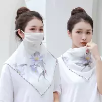 夏季薄款多功能防晒口罩丝巾护颈披肩女围脖套遮阳超大防晒面纱