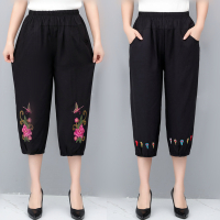 中老年中裤40-50岁女装夏天七分裤夏季裤子妈妈装休闲裤短裤外穿