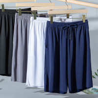 夏季冰丝五分裤男薄款外穿宽松运动休闲短裤睡裤沙滩裤居家大裤衩