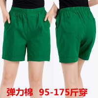 中年女士短裤女夏外穿妈妈夏装棉弹力松紧腰高腰中老年宽松五分裤