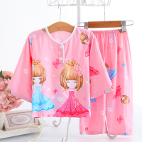 女宝宝睡衣夏季1-3-11岁男女童薄款棉绸空调服儿童长袖家居服套装