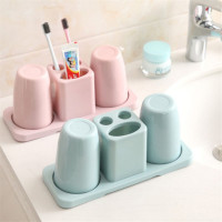 创意牙刷架洗漱套装双人漱口杯牙具座情侣牙膏架卫生间置物收纳架