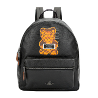 COACH 蔻驰 女士黑色暴力熊中号女士 学院风 拉链双肩包 F76656
