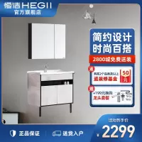 恒洁(HEGII)浴室柜组合 高端简约北欧生态木 洗手盆洗漱台柜浴室镜柜浴室组合套餐[双开门款]BC6030-080