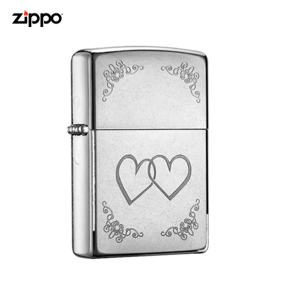 Zippo之宝打火机正版防风情人节礼物盒24016心心相印情侣煤油