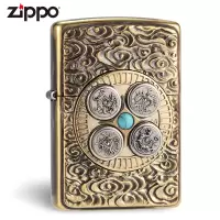 芝宝打火机云纹四象纯铜贴章防风之宝时来运转新年礼物zippo