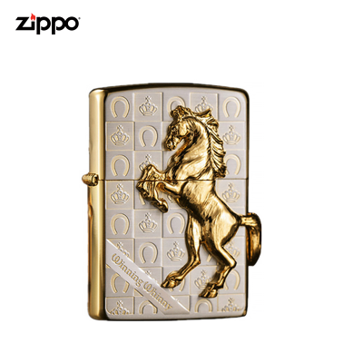 美国Zippo防风打火机正品马年纪念版金色皇冠骏马正版之宝zippo