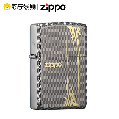 方正品zippo防风煤油火机正版节节高升黑冰金兰草镀铬兰草咬边zioop节日送礼